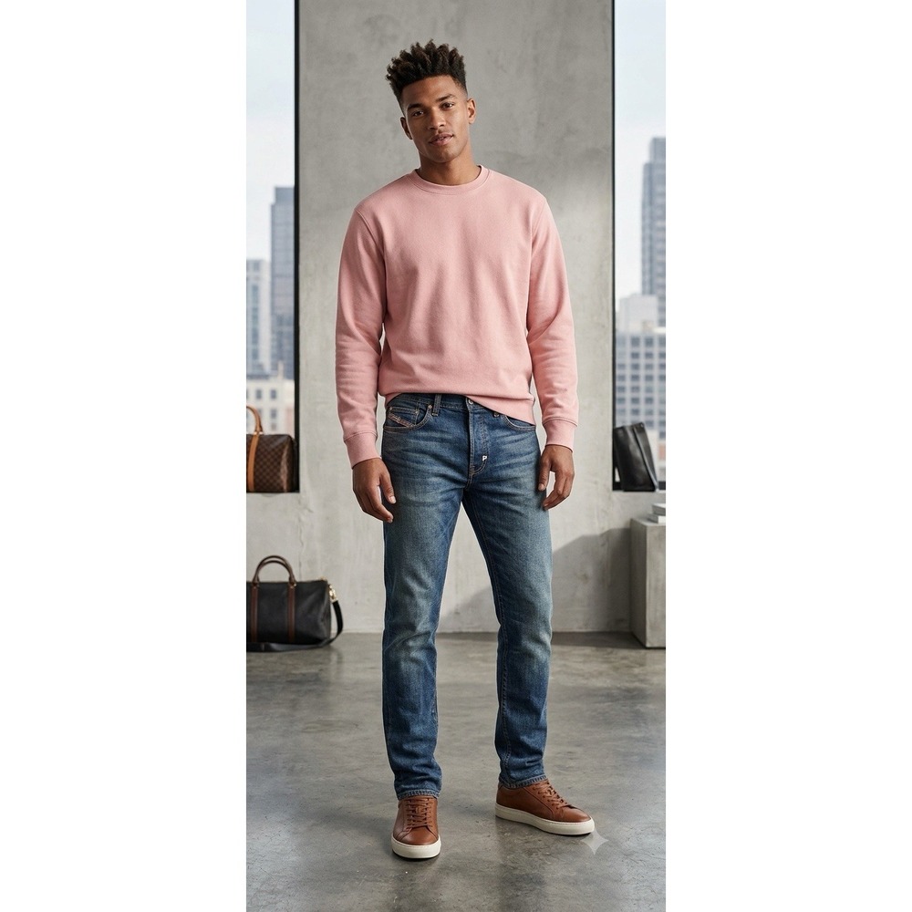 Goodfellow & Co Men's Pink Crew Neck Fleece Cotton Pullover Sweatshirt XXL